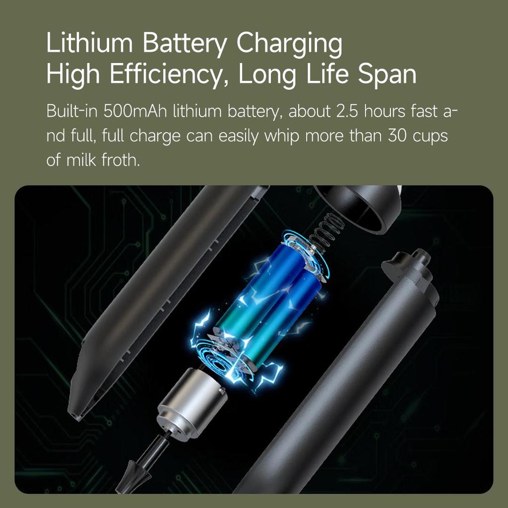 Circle Joy dobíjecí elektrický napěňovač mléka s držákem a šlehačem pěny na kávu, cappuccino, latte, horkou čokoládu, mini mixér na nápoje
