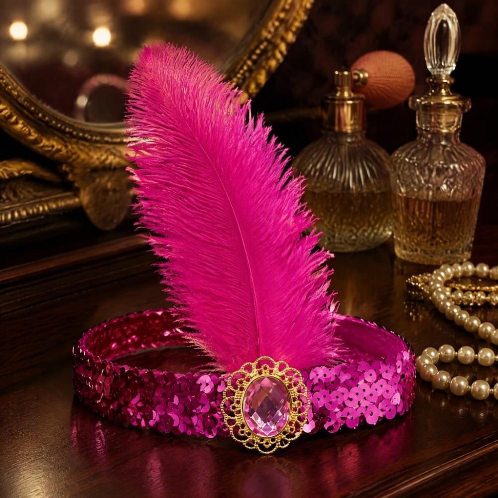 Sequin Feather Headpiece Retro Girls Hair Hoop Exquisite Women's Feather Headband Carnival Events