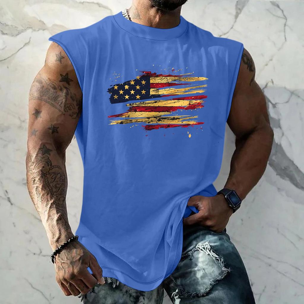 Men's Fitness Exercise Slimming Printed Waistcoat And Vest, Men's I-shaped Wide Shoulder And Back Center