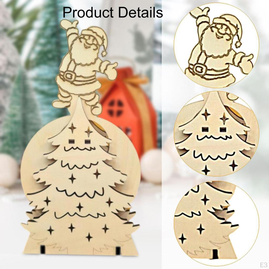 Wooden Christmas Tree Centerpiece Bookshelf Figure Table Kitchen Cabinet Holiday Collectible