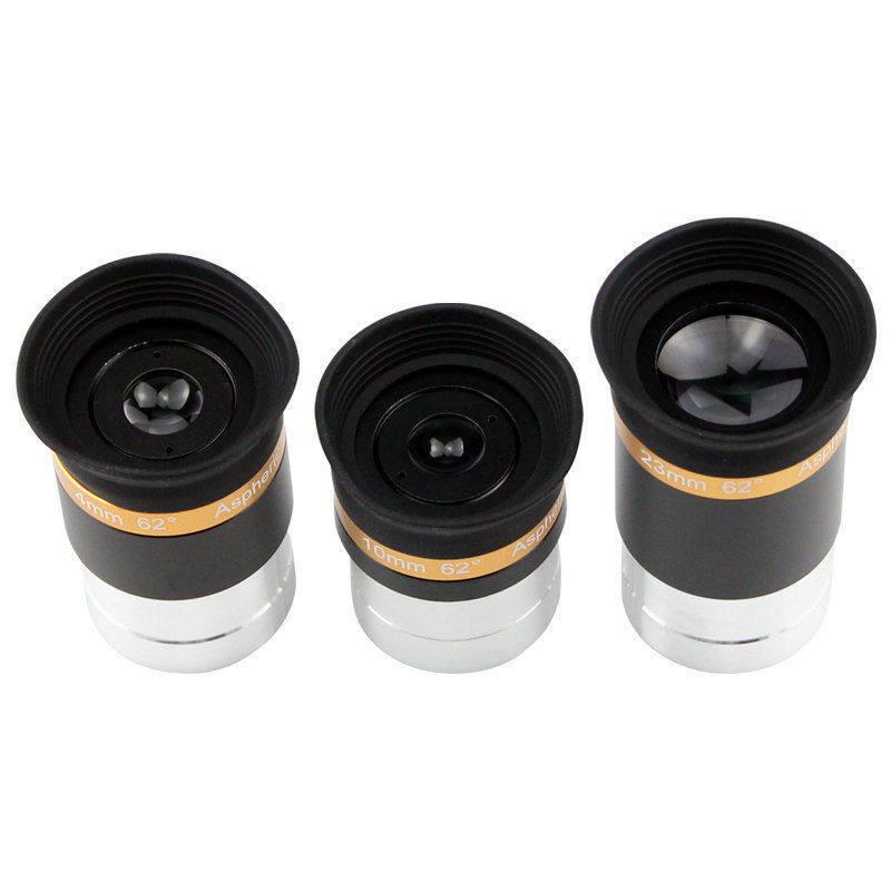1.25-Inch HD Aspheric Wide-Angle Eyepiece (4-10-23mm, 62°) for Astronomical Telescopes