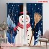 2pcs,2D Plane Printing Creative Curtains Cute Snowman Festive Winter Scene (3) Polyester Fabric (without Rod) Art Deco Festive