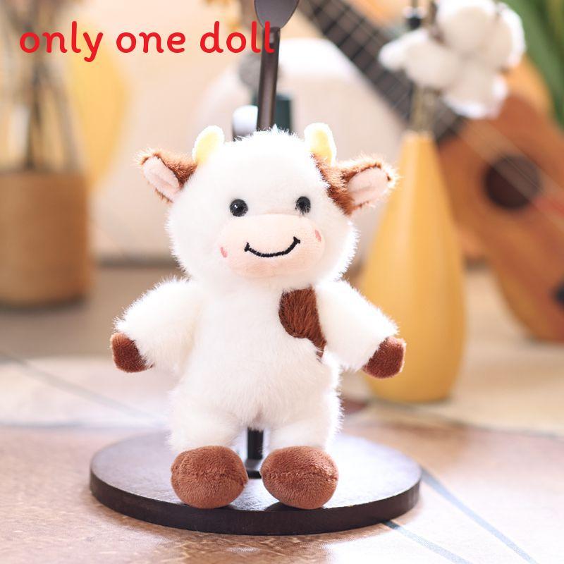 Adorable Miniature Cow Plush Toy With Short Pile Fabric For Bag Decor And Gifts