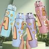1PC Bear Toy Cute Letter A Pattern 750ml Color Plastic Sports Water Bottle Leakproof Flip Straw Lid Suitable for Sports Office Home Use
