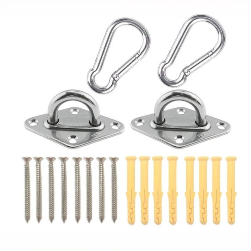 2 Set Stainless Square Heavy Duty Ceiling Wall Mounted Hook For Yoga Swings Hammocks Hardware