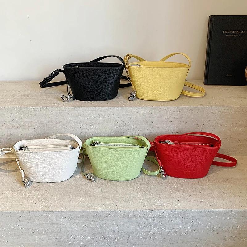 Summer Small Saddle Simple PU Solid Shoulder Bags for Women 2026 New Versatile Portable Stylish Design Essential Crossbody Bags