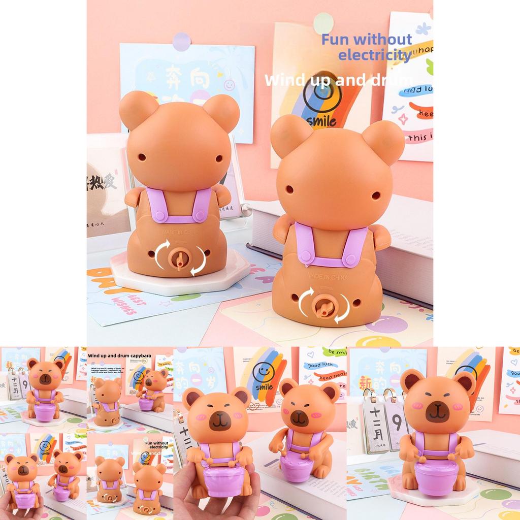 Capybara Spielzeugtrommel mit Federmechanismus für frühkindliches Lernen und sensorische Entwicklung
