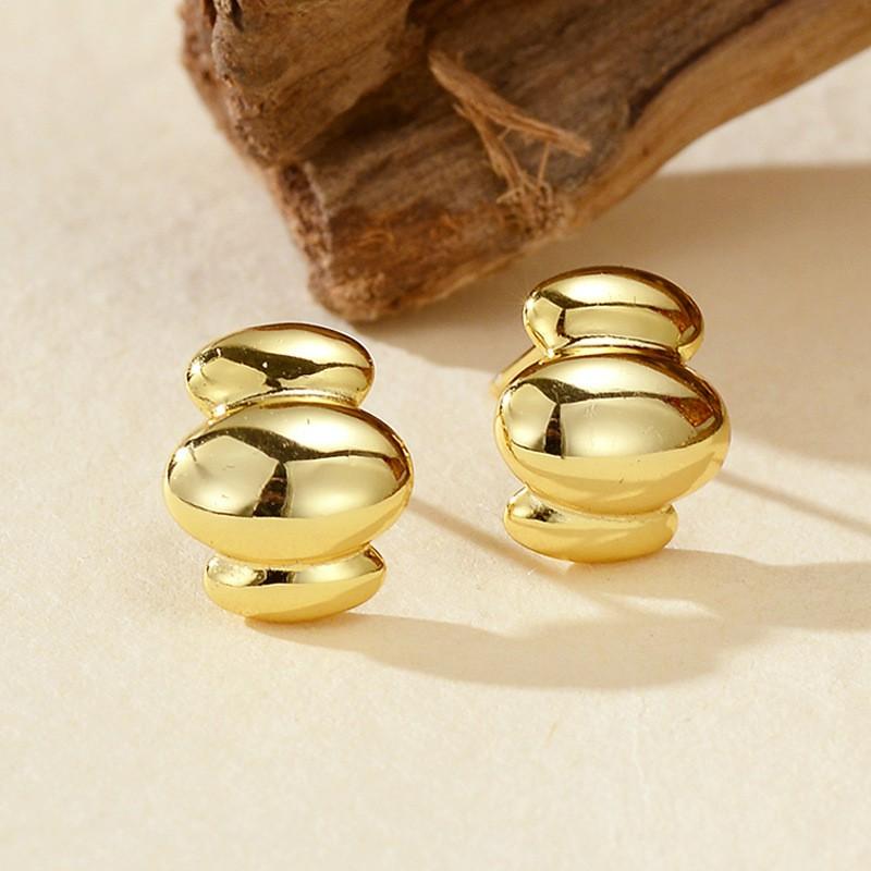 Geometric Horn-Shaped Stud Earrings Women Sterling With 18K Gold Plating Modern Minimalist Fashion Jewelry