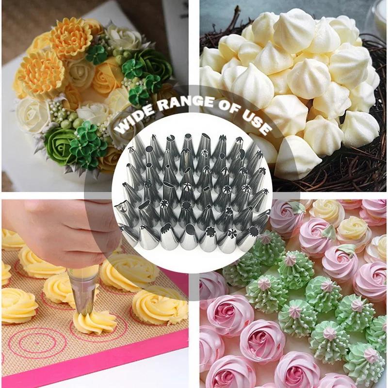 Multifunctional Cake Decorating Tools Set Reusable Silicone Pastry Bags Stainless Steel Cake Mouths Essential Pastry Decor Tools