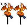 Solar Powered Outdoor Lights Gothic Garden Resin Dragon Statue Ground Stake, Figurine, Fantasy Decorative Lawn Accents for Halloween Statues