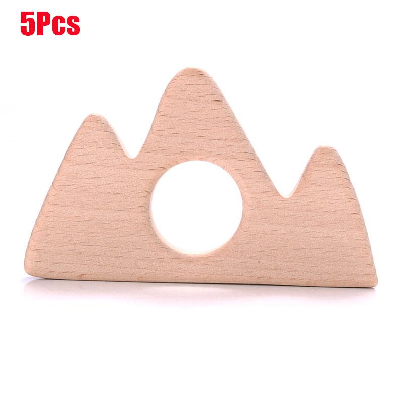 5Pcs Baby Animal Beech Wood Teething Rodent Flowers Clouds Tiny Rod Wooden Teether For Baby Pacifier Chain Pendant Chew Toys