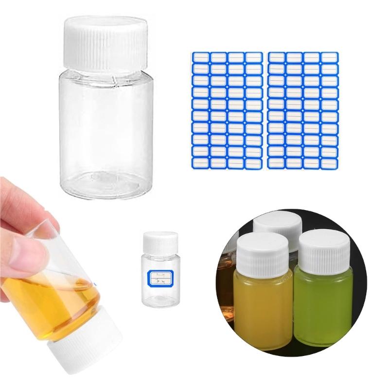 Set of 60 Plastic Bottles with Lids 15ml Capacity Transparent Dispenser Bottles Liquid Storage and Dispensing Bottle