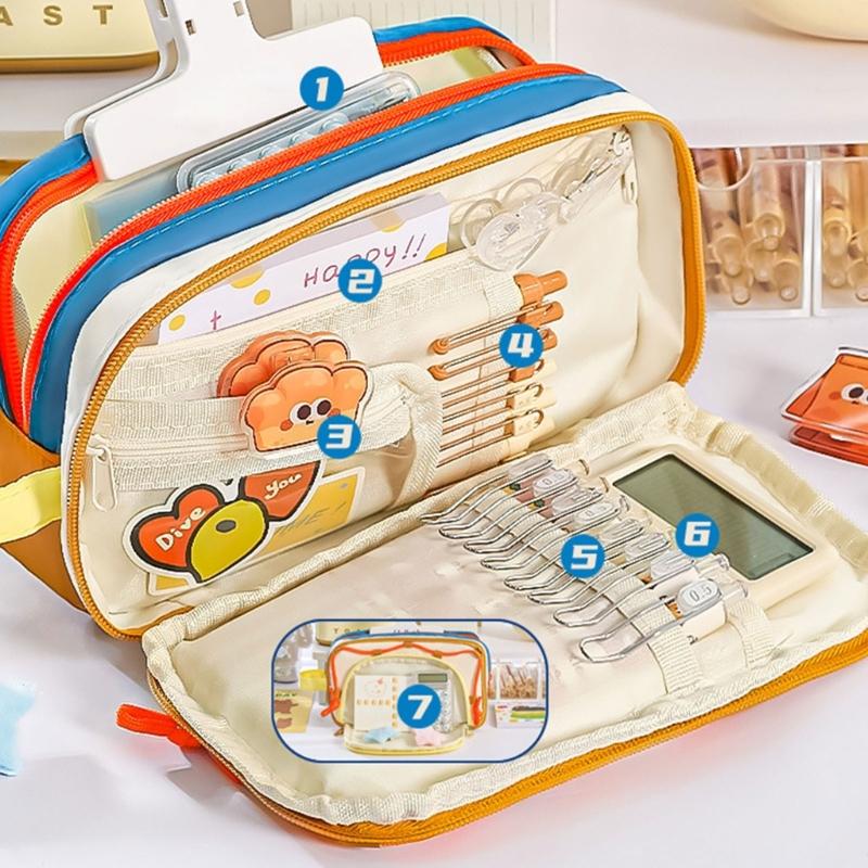 Large Capacity Pencil Case Fabric Pencils Bag Multi Compartments Pen Pouches Big Capacity Pens Organiser for Student