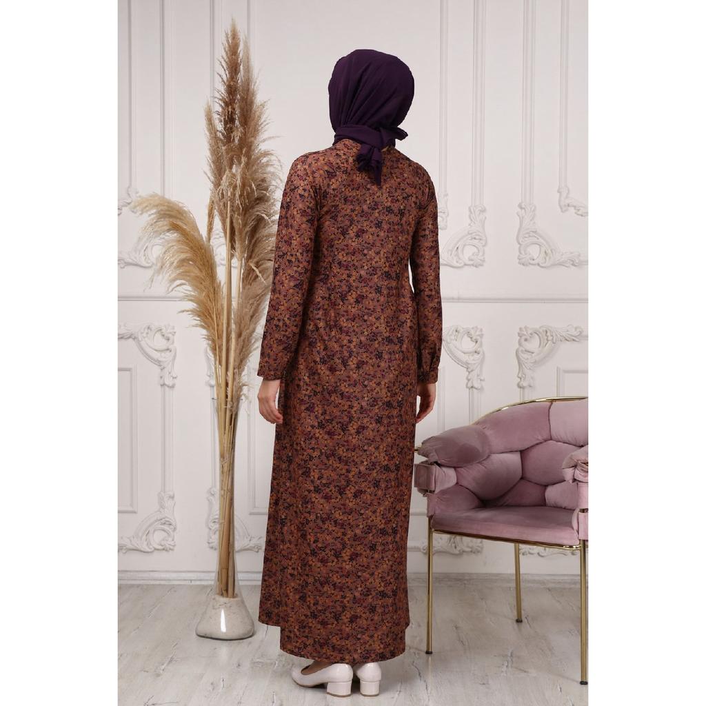 Winter Fabric Floral Patterned Hijab Dress