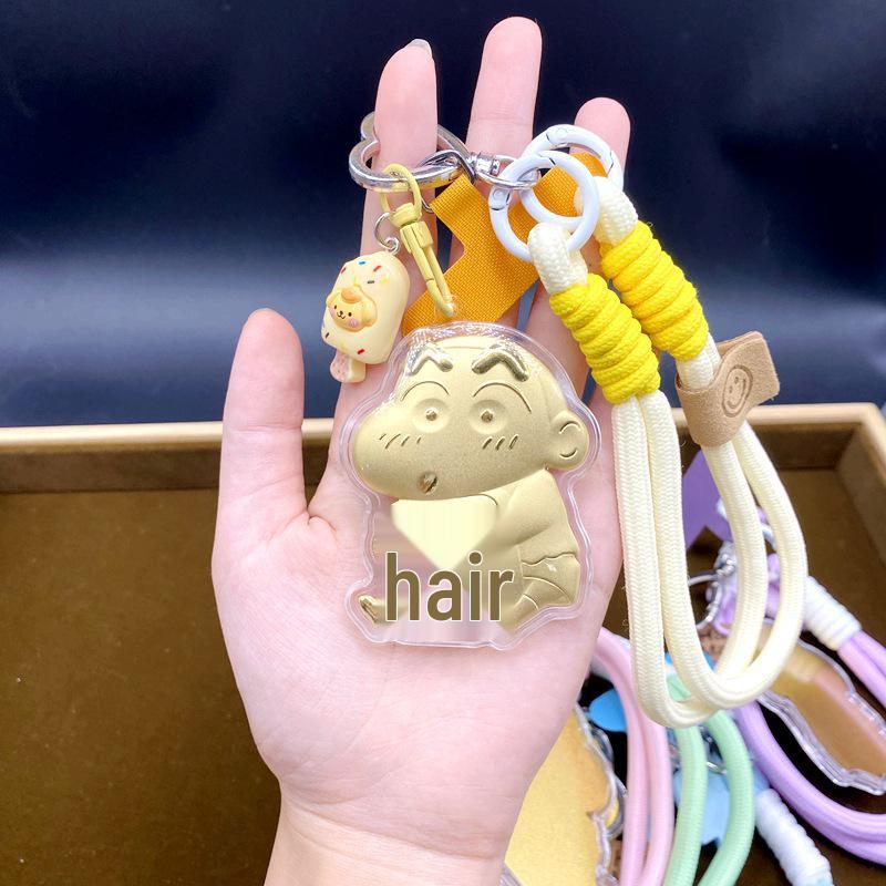 999 Pure Gold Crayon Shin-chan Cartoon Lanyard, Handbag Charm, and Car Key Ring - Perfect New Year Gift
