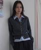 Deheve Signiture Pearl Button Cardigan [Charcoal]