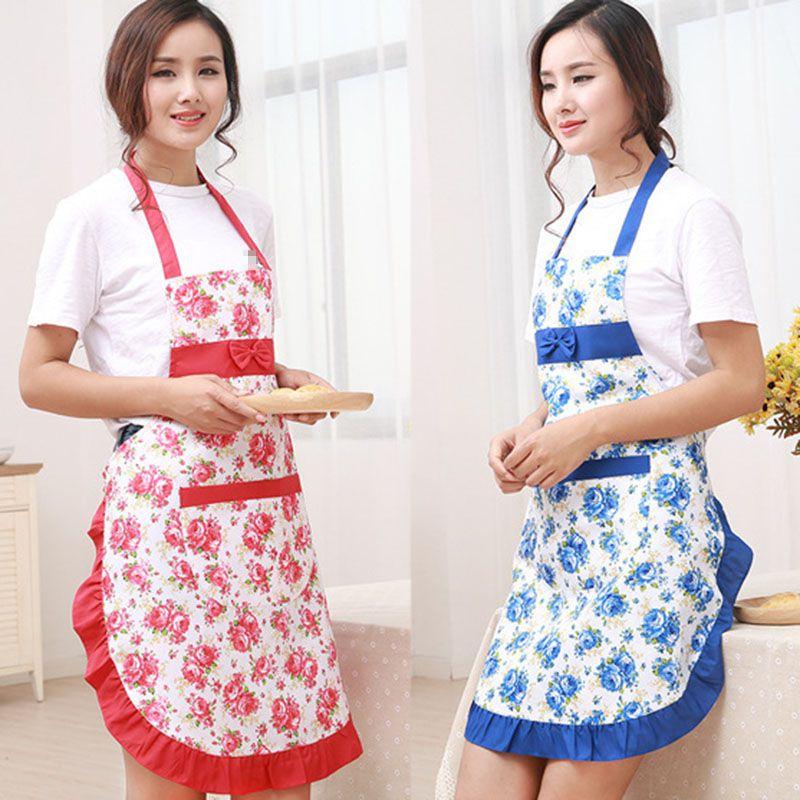 Zeitlose Damen Küchenlatzschürze mit Blumendesign, schickem Design und viel Stauraum