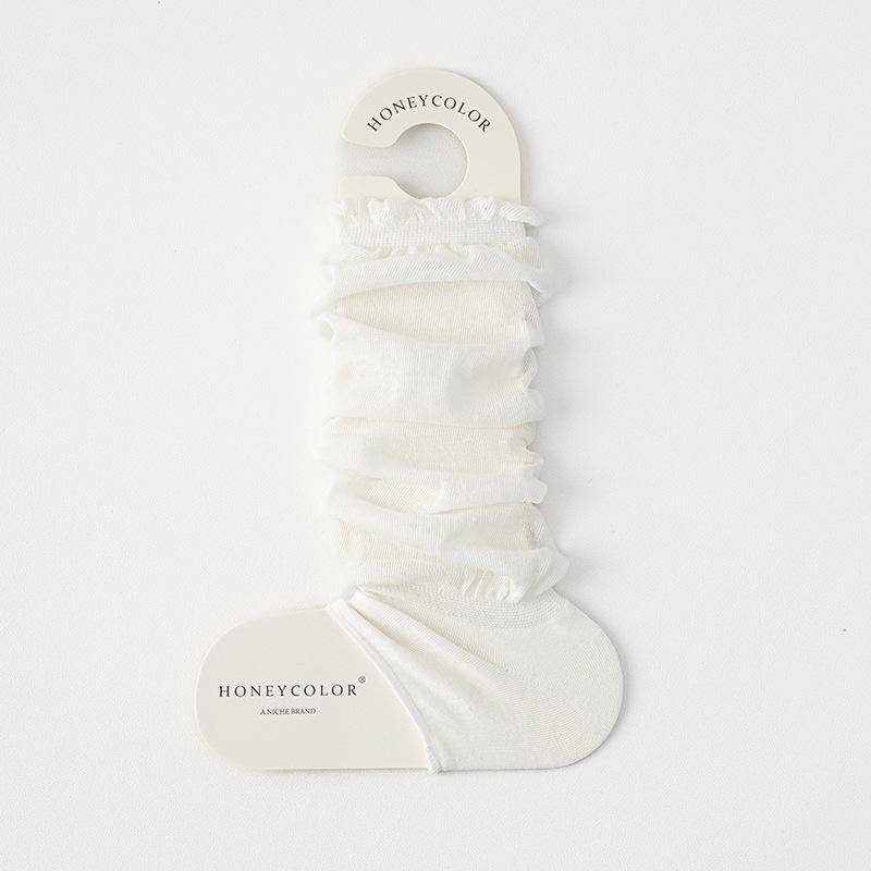 

Spring and Summer Lightweight Women s Mesh Breathable Blossom Lace Mid-Calf Tube Leg Socks in Solid Color with Heels 1 pair белый