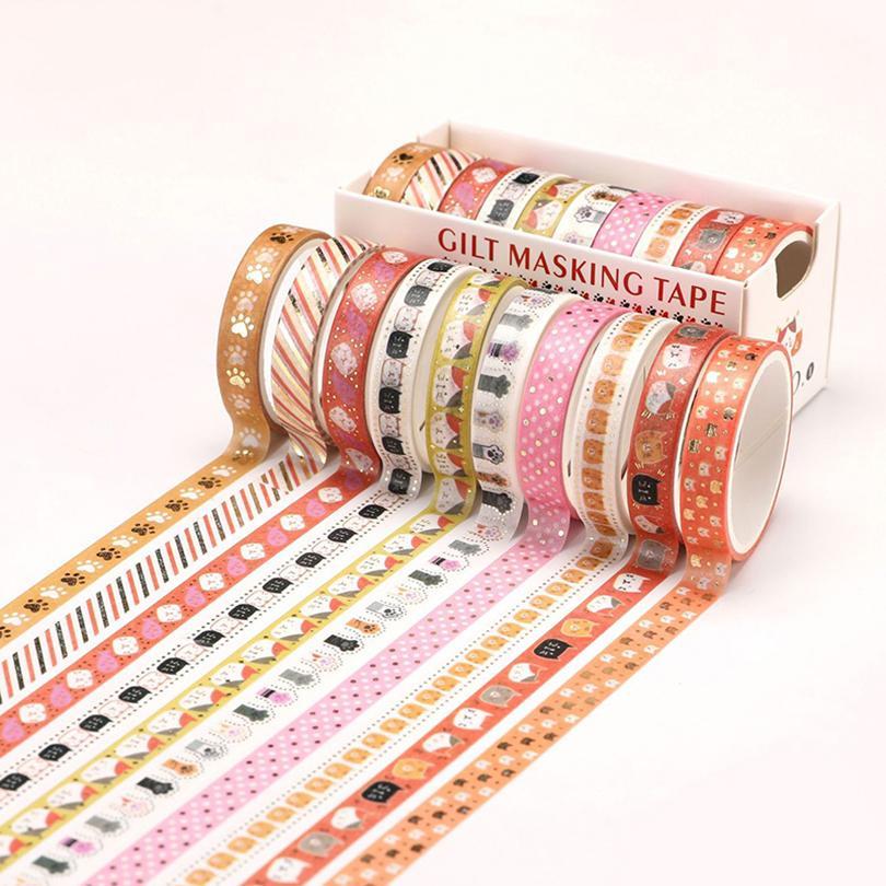 10 roliek Hviezdičková washi páska Dekoratívna lepiaca páska Školské pomôcky na zápisník Zlatá fólia Scrapbooking Kawaii písacie potreby Maskovacia páska