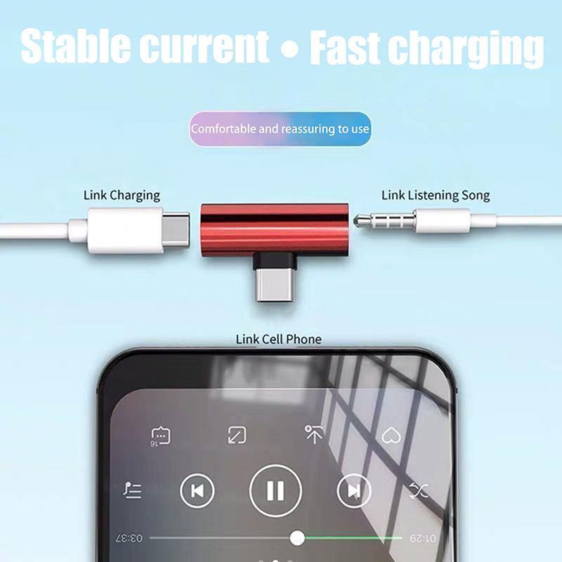 Usb Type-C To 3.5 Mm Headphone Metal Adapters Charging Splitter With Aux Audio Jack To Multiple Phone Models Charging/Music/Call