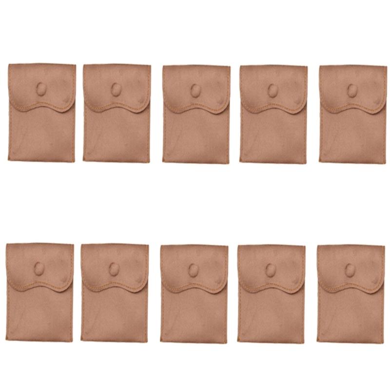 Soft Velvety Jewelry Storage Pouches, 10 Separate Snap-Button Bags for Sorting, Travel Carrying, and Gift Presentation