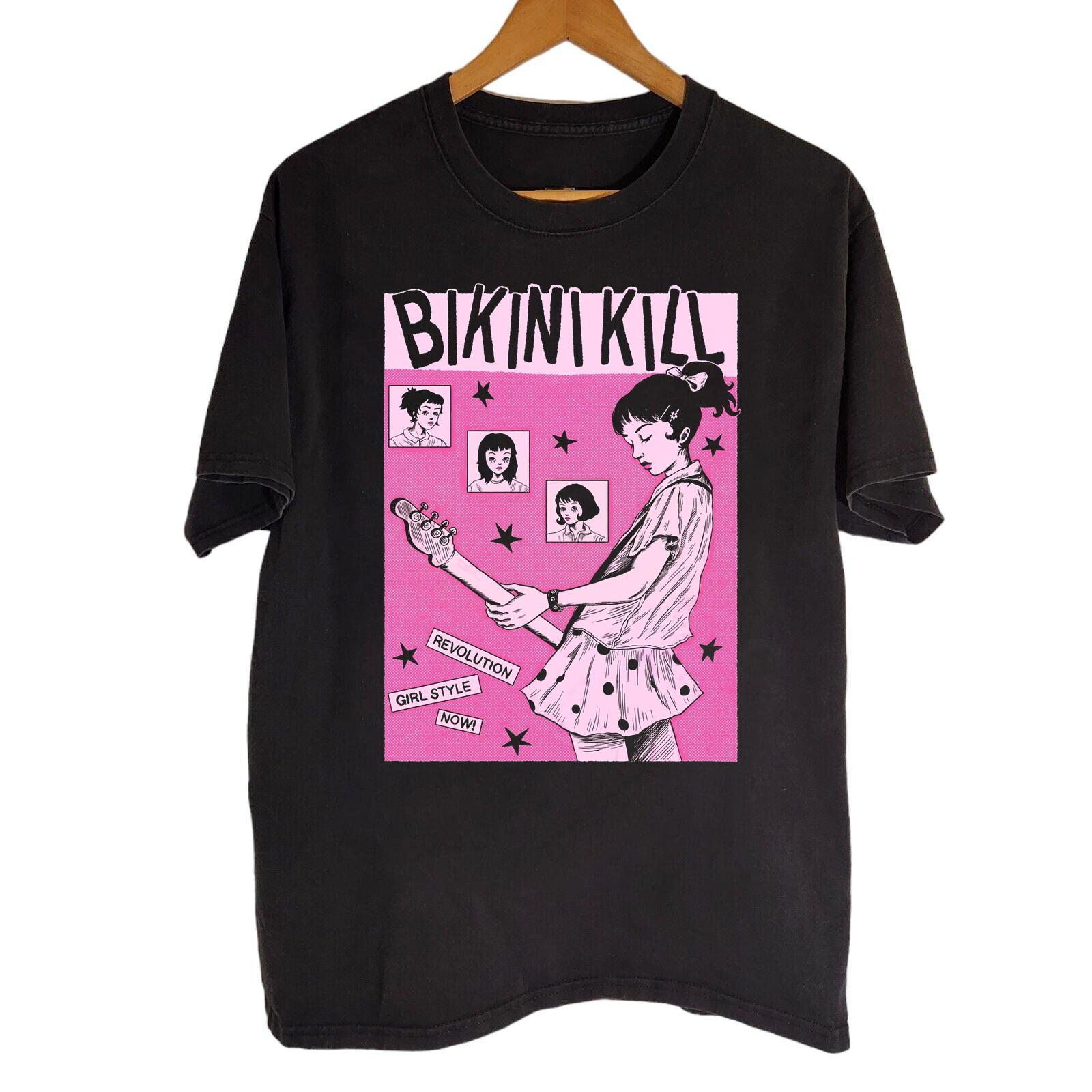 RARE! Bikini Kill Black Cotton Shirt Full size S-5XL BS1764 M