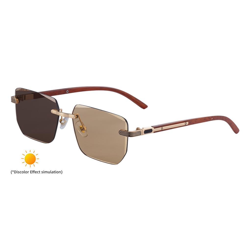 JYL TS Unisex Premium Photochromic - Retro Diamond-Cut UV Shades ZX-3194 Light-responsive