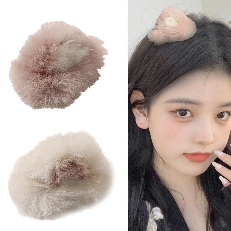 Furry Bangs Clip Plush Animal Snap Hairpin Cats Ears Hair Barrettes Trendy Ponytail Decor Non-Slip Hair Side Clips