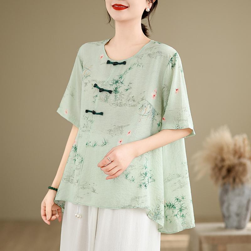 Short Sleeve Oversized Cotton Vintage Floral Casual Loose T Shirt Tops Women Summer T-shirt