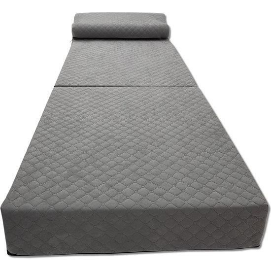 Matelas pliant - Luxe - Gris - 200x70x15 cm - Anti-allergique - Housse amovible
