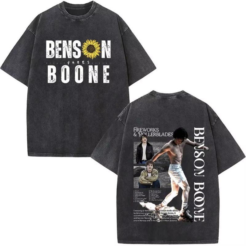

Benson Boone American Heart Tour Vintage Washed T Shirts Unisex Women Clothing Short Sleeve Tshirts Streetwear M