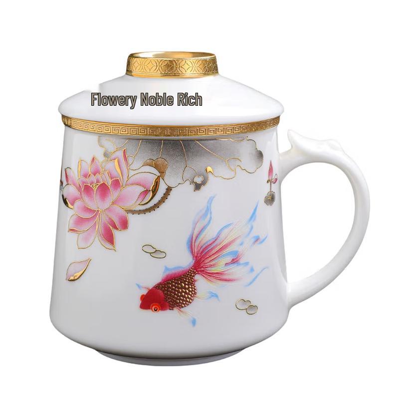 Mutton-fat Jade Ceramic Office Tea Cup