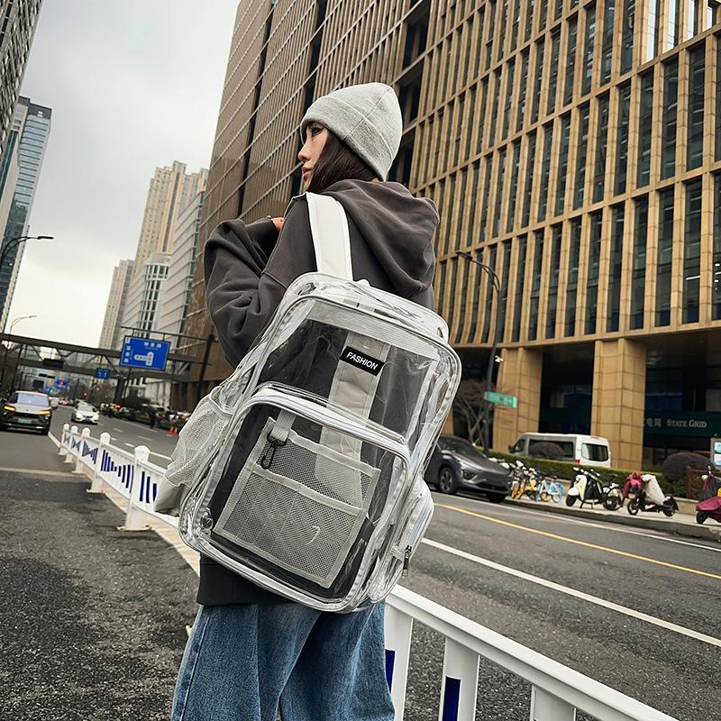 Schoolbag Transparent Jelly Bag Trendy High School College Student PVC Schoolbag New Large Capacity Cool Waterproof Backpack