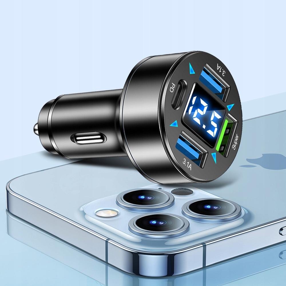 Fast 3.1A Car Charger Led Qc 3.0 X3 Usb + Pd 66W Koanni