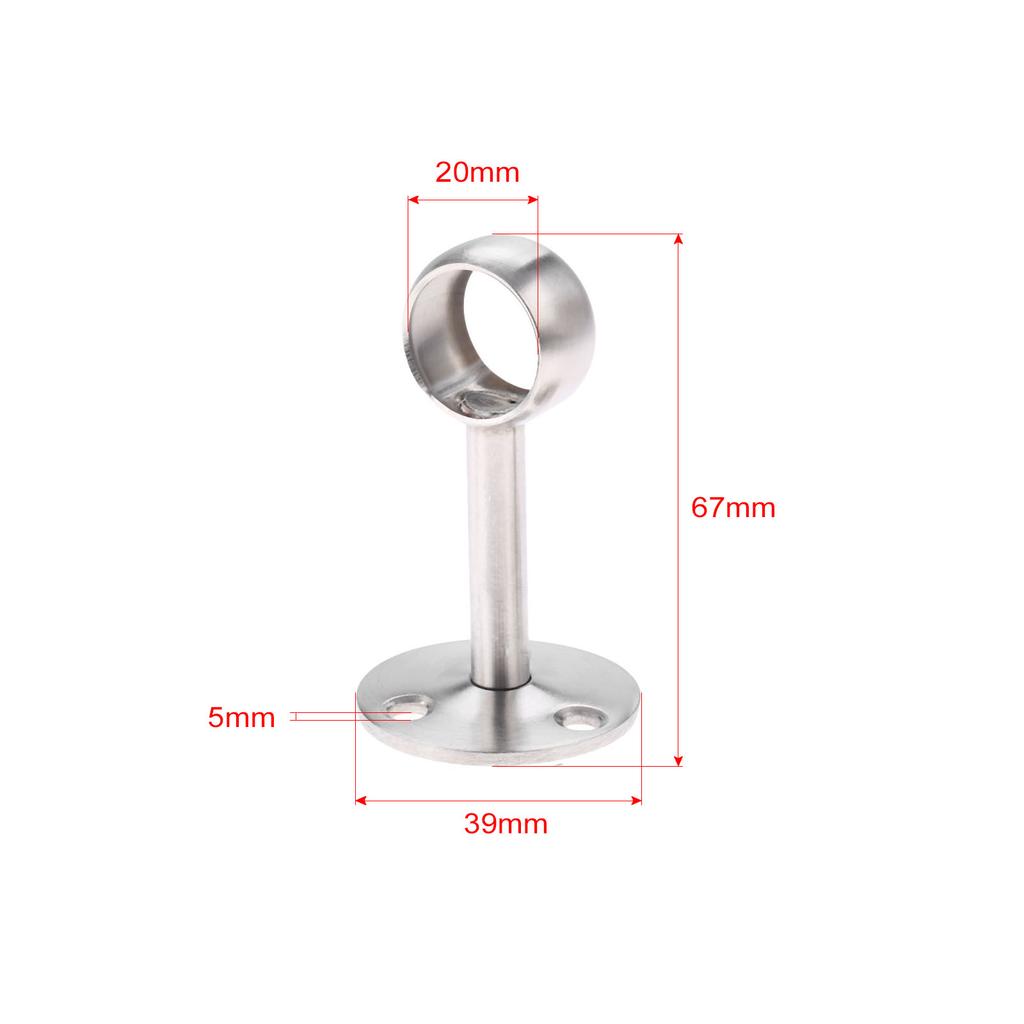 DRELD Stainless Steel Centre Bracket Wardrobe Rail Support Hanging Rail Rod Pole Socket End Support Bracket Holder 19mm 25mm Dia