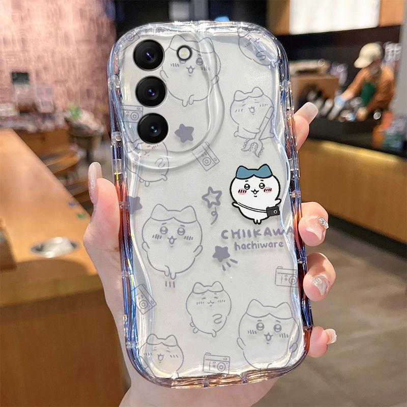 C-Chiikawas Wave Case for Samsung Galaxy S24 S23 S22 S21 Ultra Plus S20 FE A73 A72 A71 A55 A54 5G A53 A52 A51 4G A50S A50 Cover