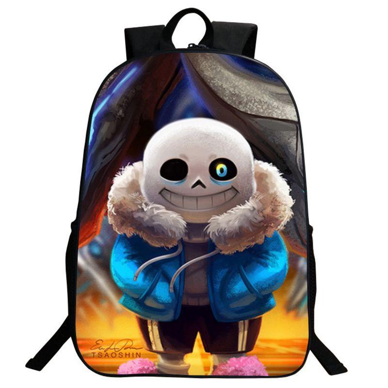 Undertale Sans 16 Inch Children Backpack With Durable Polyester Material And Adjustable Padded Shoulder Straps