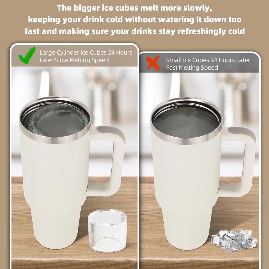 Sommar Nödvändig Silikon Isform Iskubsbricka Med Lock och behållare För 30-40 oz Tumblerkopp Tillverkning Cylinder Iskubsformar