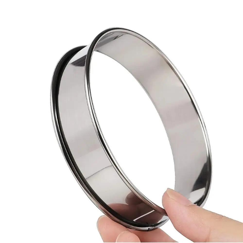 1Pcs Stainless Steel Muffin Tart Rings Fruit Pie Cake Cookie for Food Making Double Rolled Tart Ring 8/9/10cm Kitchen Accessory