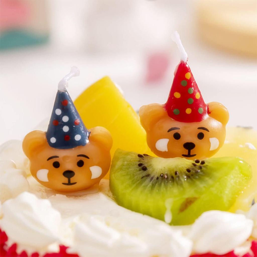 Bear Birthday Candles Cute Bear with Birthday Hat Candles Cartoon Bear Candles for Birthday Cake Decoration Wedding Bear Candles