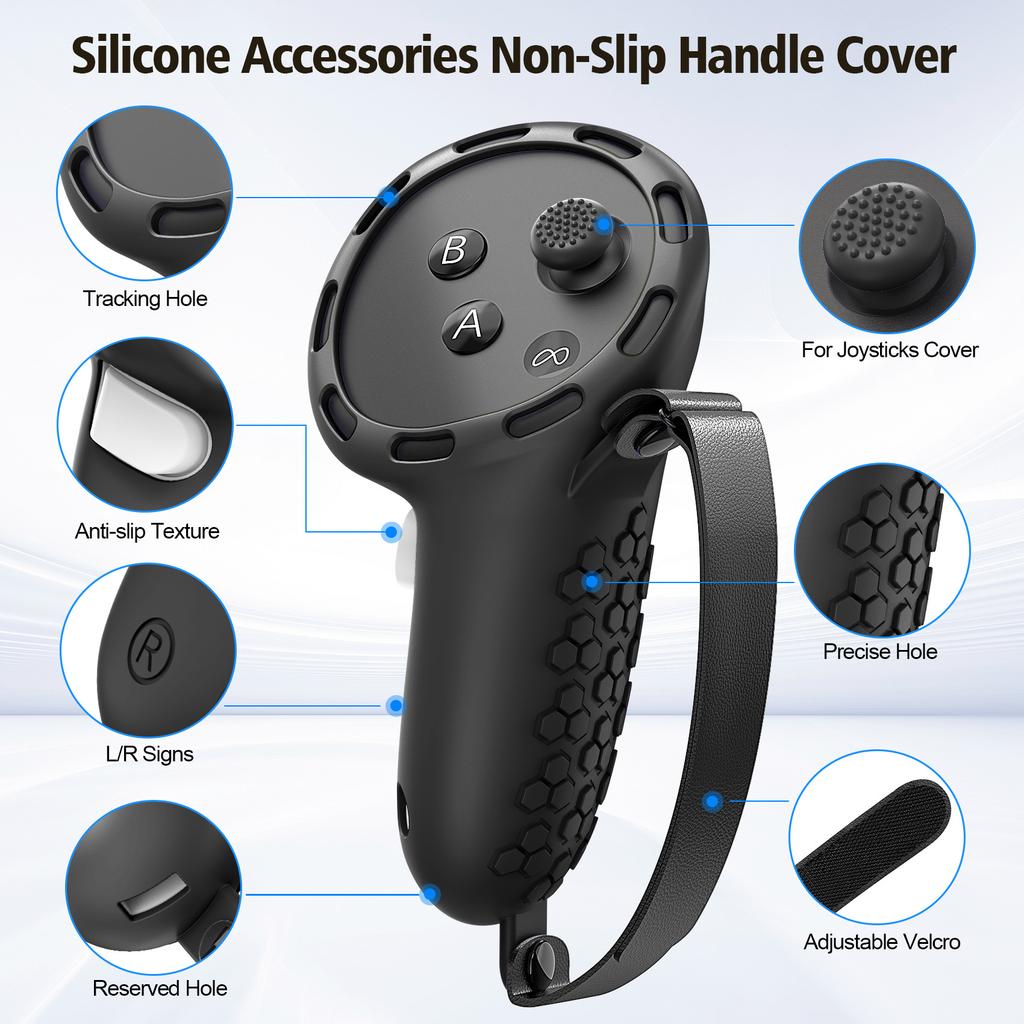 For Quest 3 Compatible Seven-Piece Set Protective Silicone Rubber Case with Handle and Face Covers Custom Logo Game Accessories