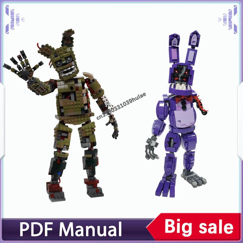 Withered Bonnie Springtrap Mimic Building Blocks Set Accessory Decoration Adults Bricks Decoration Christmas Gift