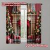 2pcs 2D Flat Printing Merry Christmas Popular Curtains Christmas Fireplace1 Machine Washable Polyester Without Electricity