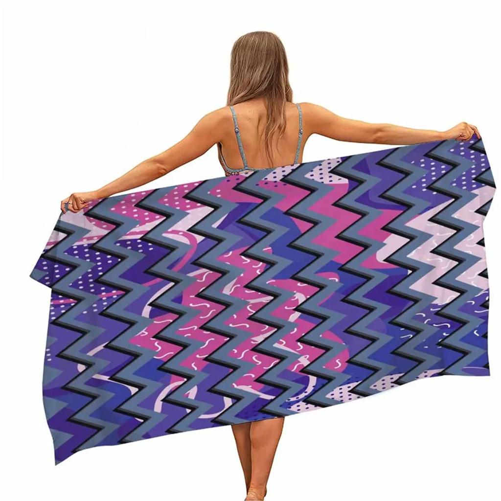 Geometric Stripe Microfiber Beach Towel Portable Quick Fast Dry Sand Outdoor Travel Camping Swim Blanket Thin Yoga Gym Mat Women