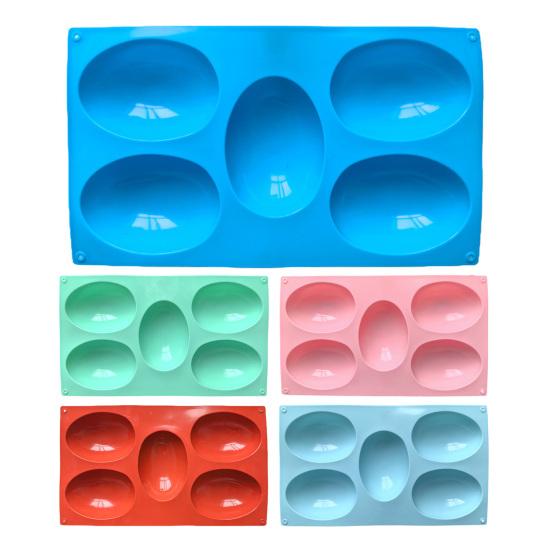 Easter Egg Silicone Mold 5 Cavity Egg Shape Easter Baking Mold Non-Stick Chocolate Mold Freezer Safe Mold for Jelly Ice Cream Candy Dessert