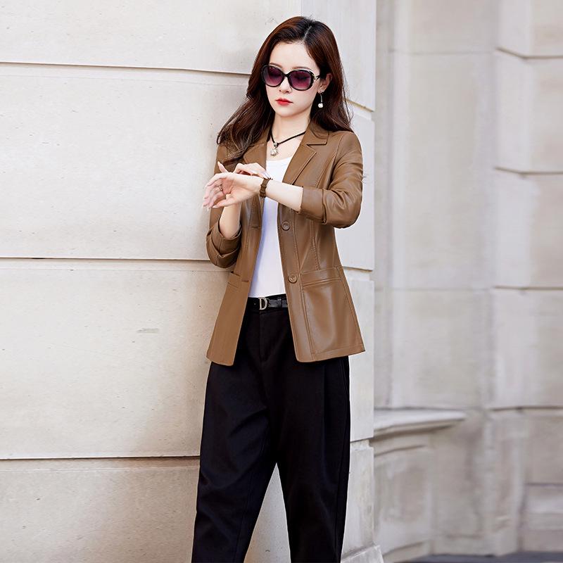 

Женская куртка средней длины из овчины Haining - Коллекция высокого класса Осень 2025 M хаки