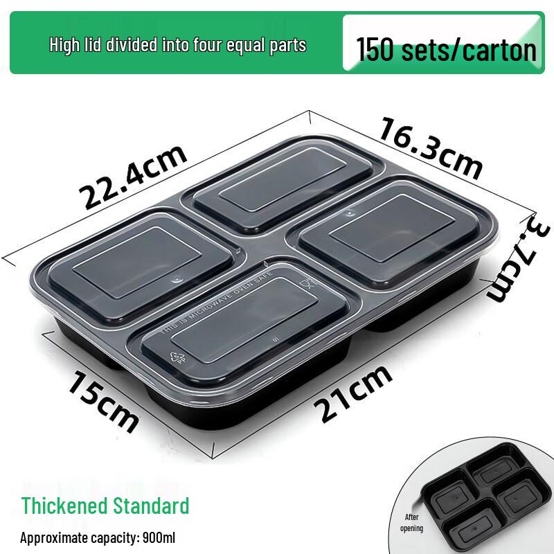 Yudefeng Disposable 4-Compartment Meal Boxes