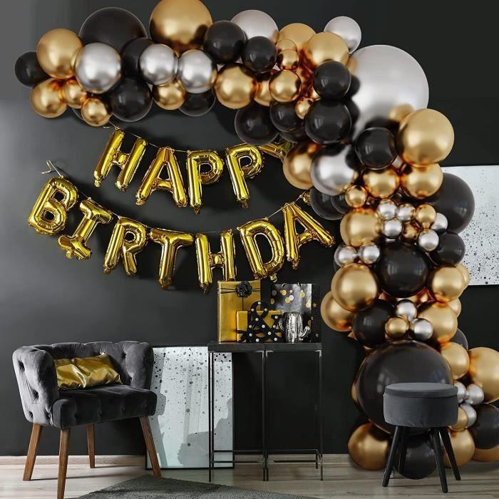 Guirlande De Ballons - Arche - Noir Doré Argenté - 127 Pièces - Décoration Anniversaire - Fête