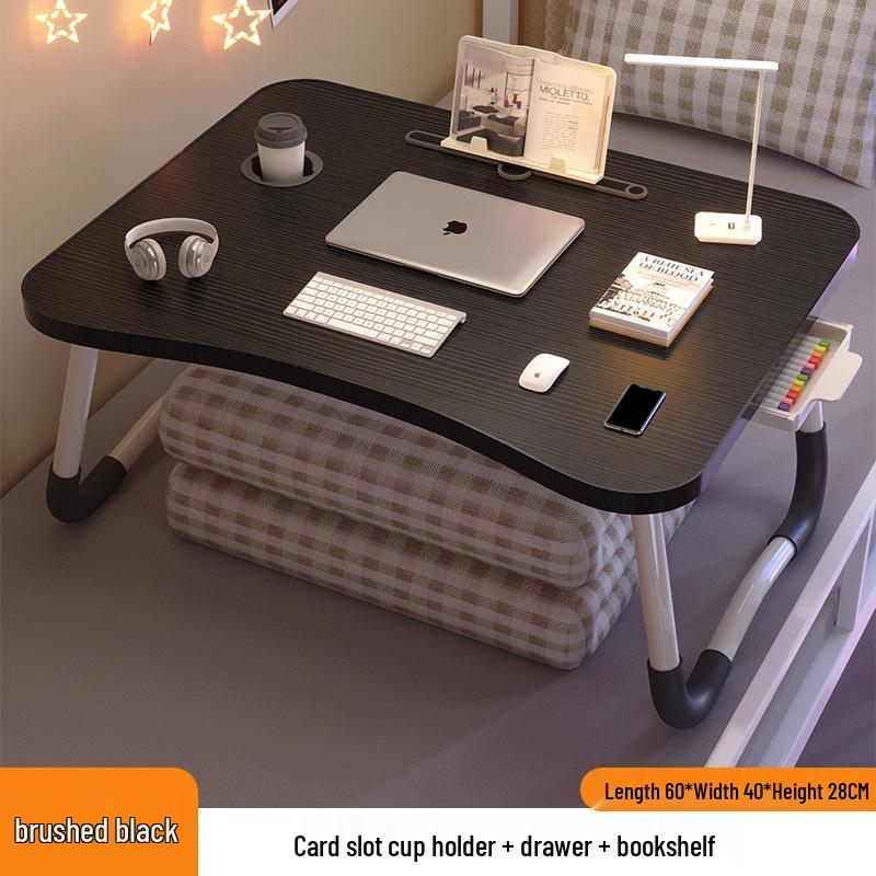 Folding Bedside Desk/Table for Laptop & Study - Bay Window, Bedroom, or Pit Use with Large Brackets