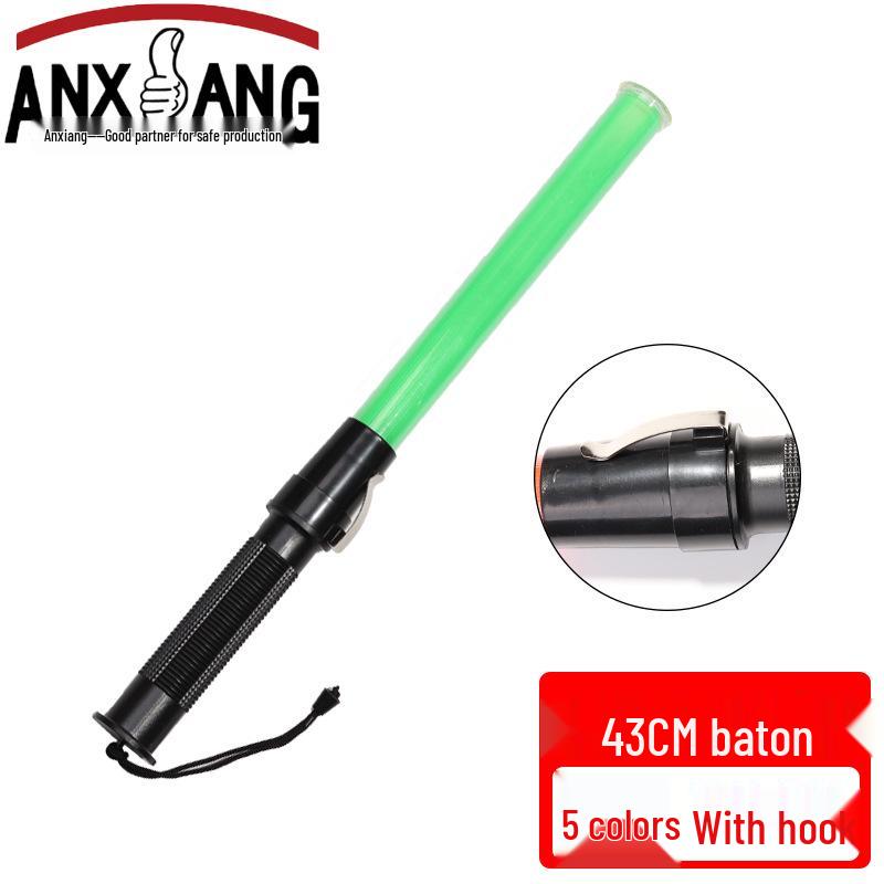 43CM LED Traffic Baton with Hook & Lanyard - Red/Blue Flashing Emergency Warning Light